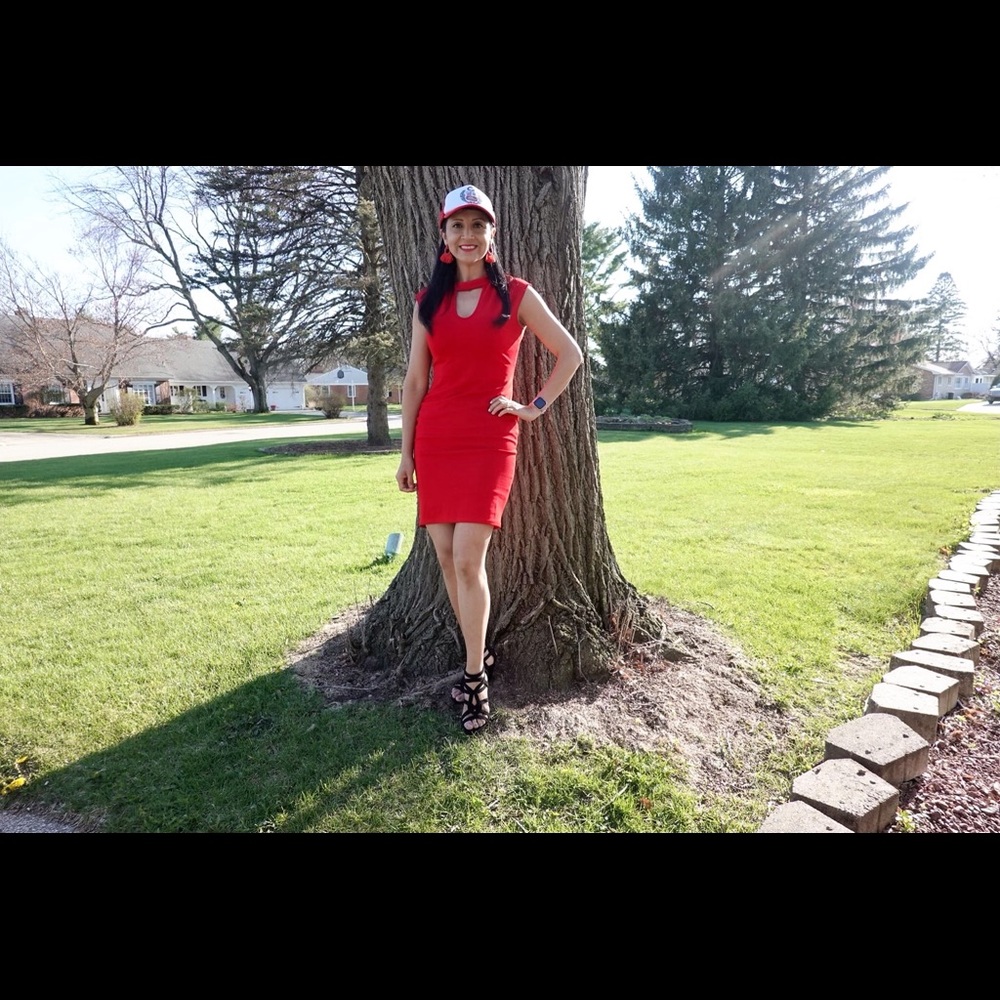 Red midi dress/ vestido Rojo